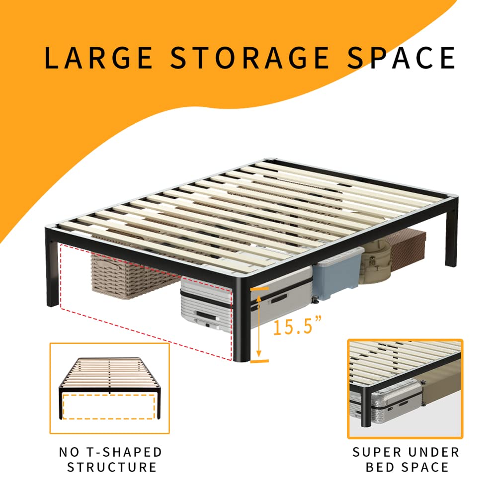18 Inch Queen Platform Bed Frame with Wooden Slats Y2754