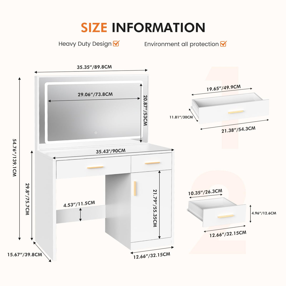 Makeup Vanity Desk with LED Mirror G303176