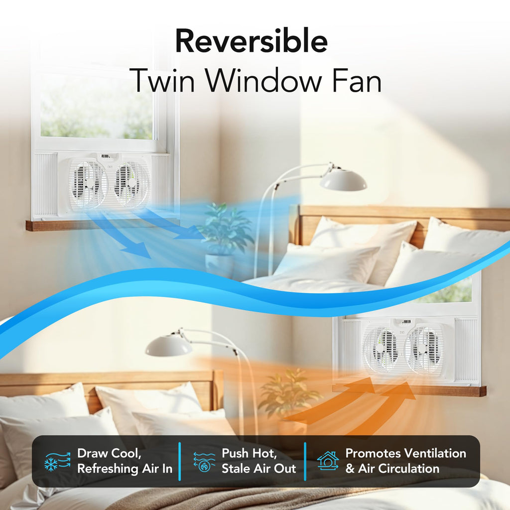 Reversible Twin Window Fan with 3-Speeds I529