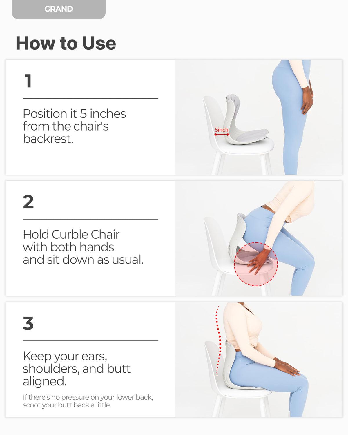 Extra Wide Ergonomic Seat Support Grey M685