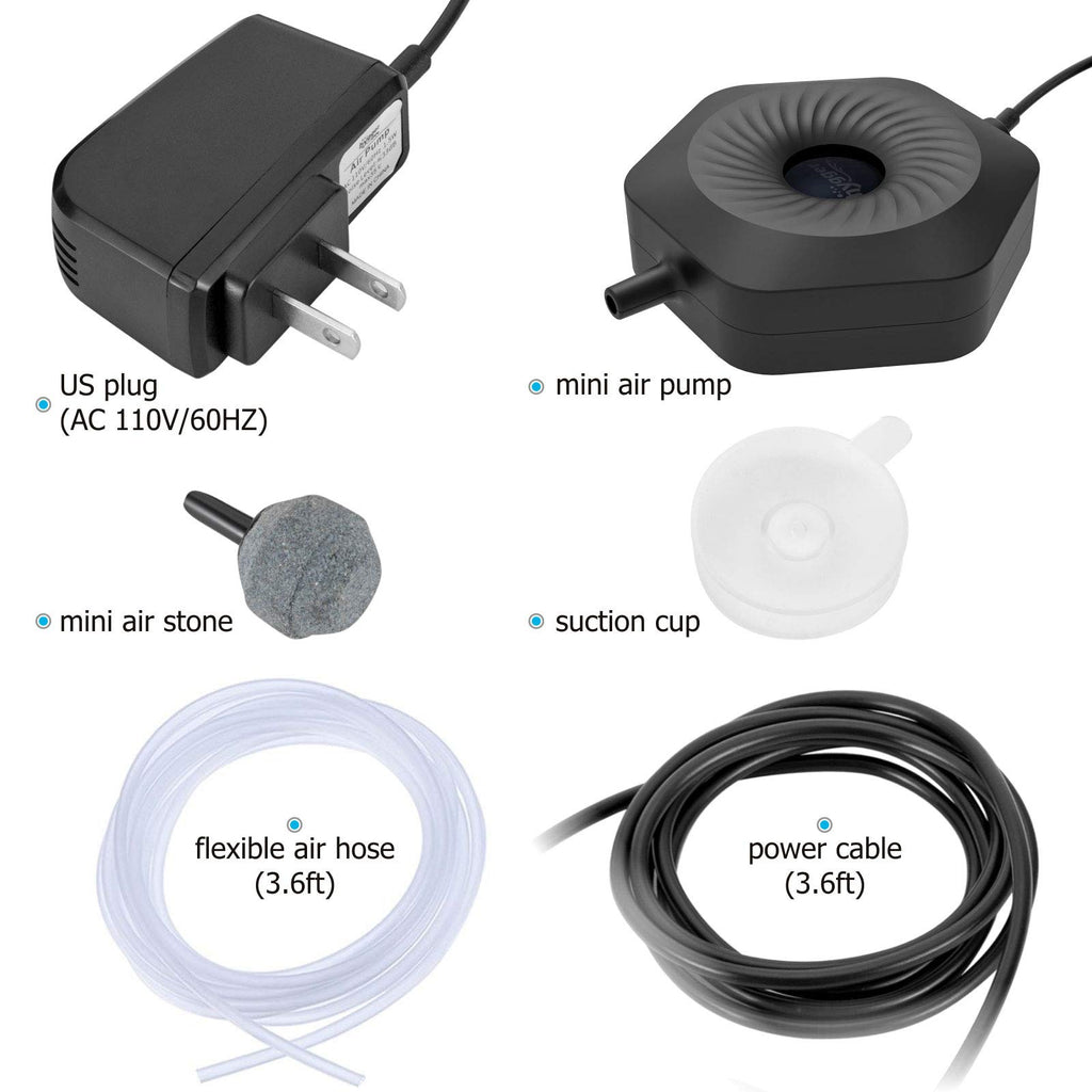 1.5W Mini Aquarium Air Pump with Air Tubing and Air Stone U58657