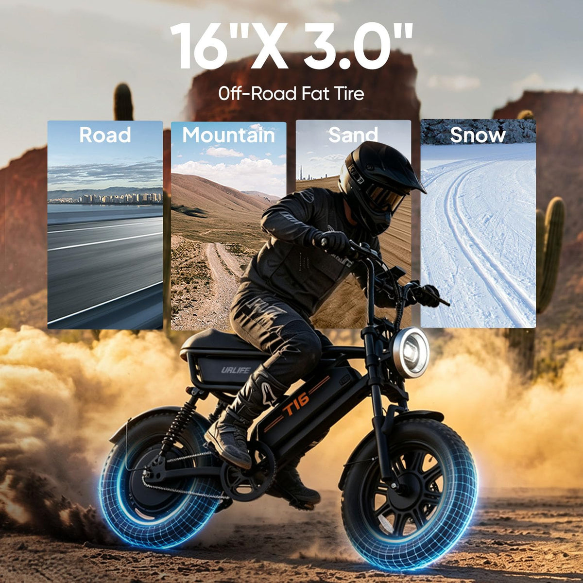 1000W Peak Electric Bike with 48V 13AH Battery, 16" Fat Tire I583