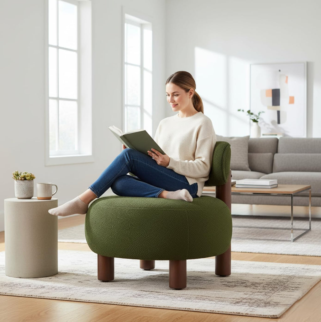 Green Boucle Accent Chair Set of 2 A4026