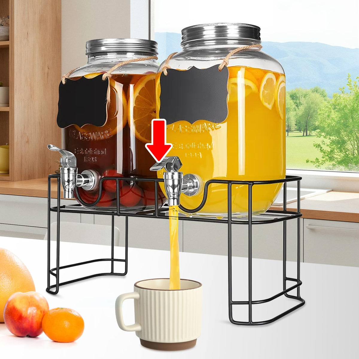 1 Gallon Glass Beverage Dispenser Jars Z90494
