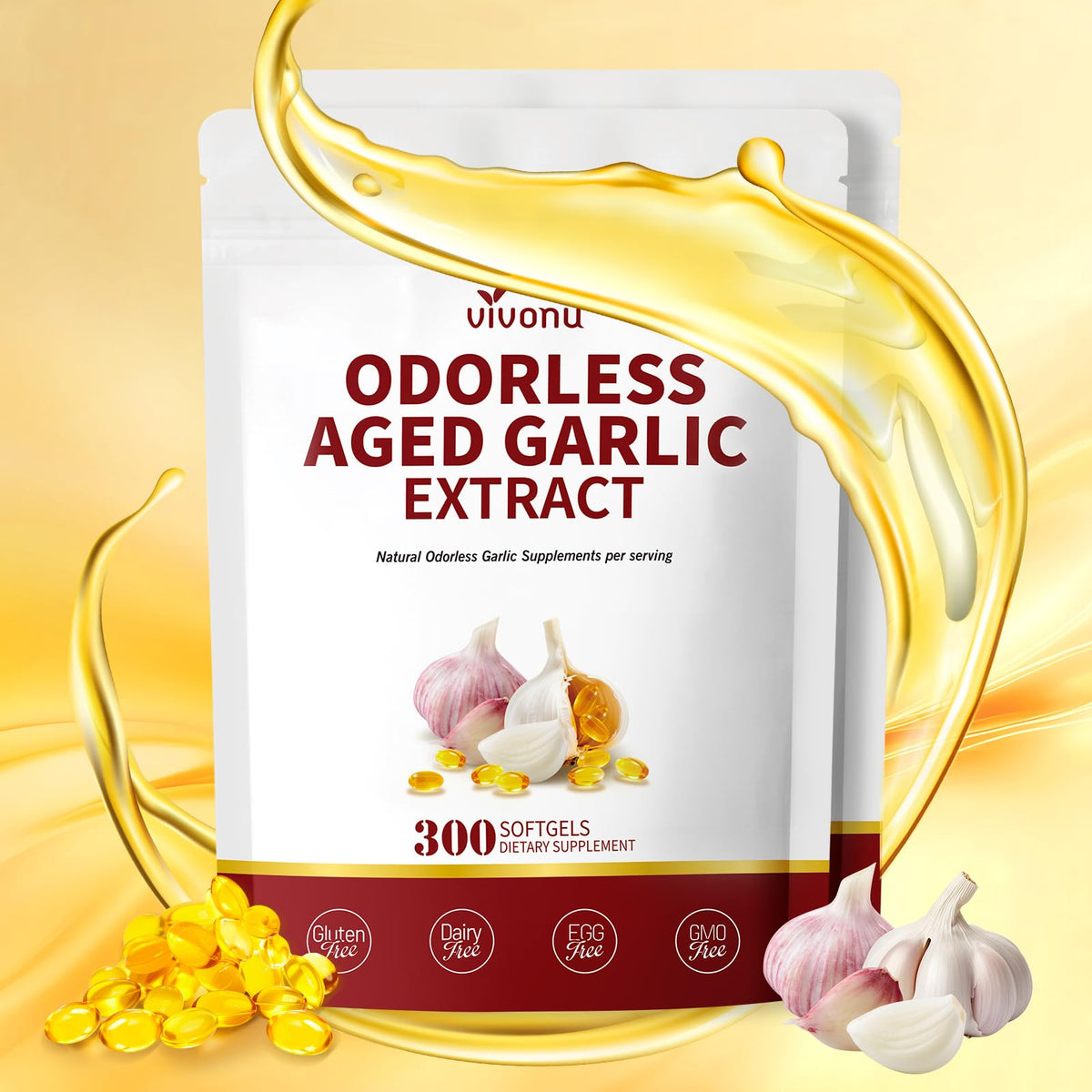 Odorless Gluten Free Aged Garlic Extract Capsules 300 Softgels M880