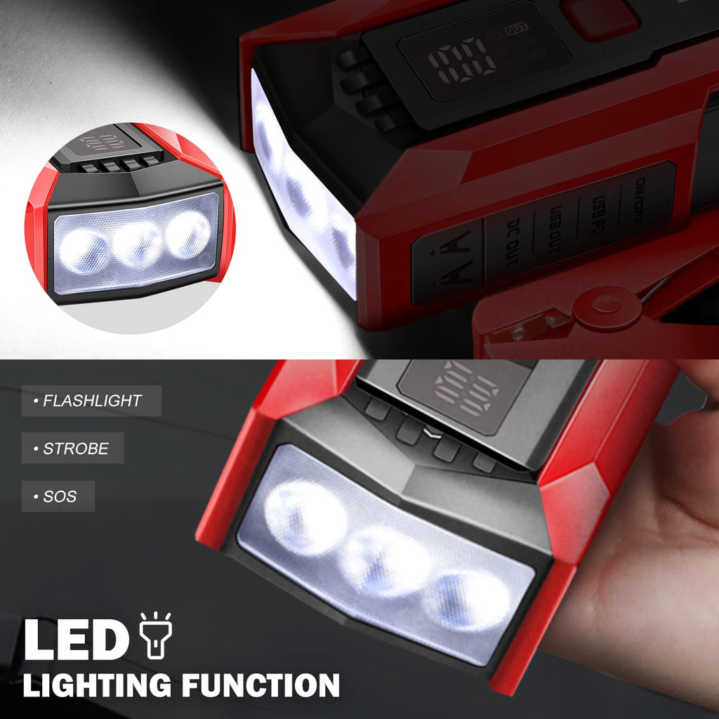12V 2000A Peak Portable Car Battery Jump Starter with Carry Case T7947