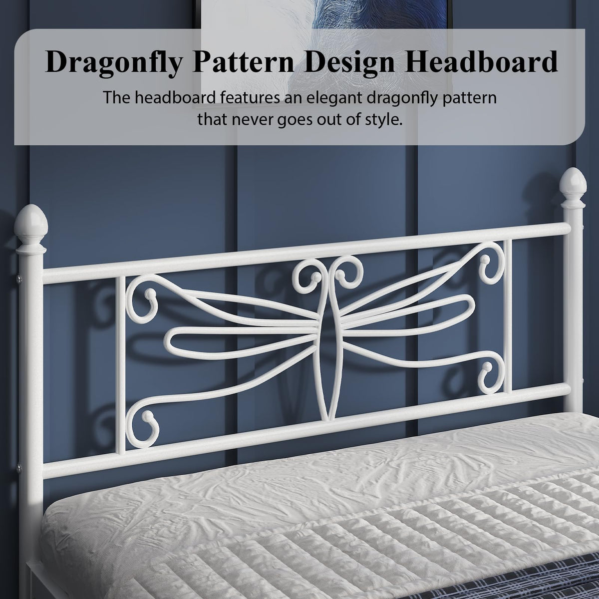 White Full Size Metal Platform Bed Frame M3115