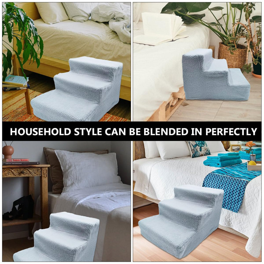 Gray Plush Non-Slip Pet Stairs A202709