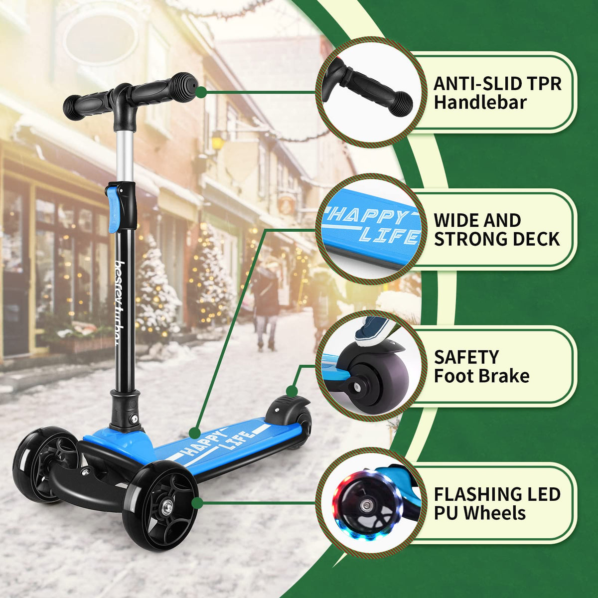 3 Wheel Scooter with 4 Adjustable Height V1159
