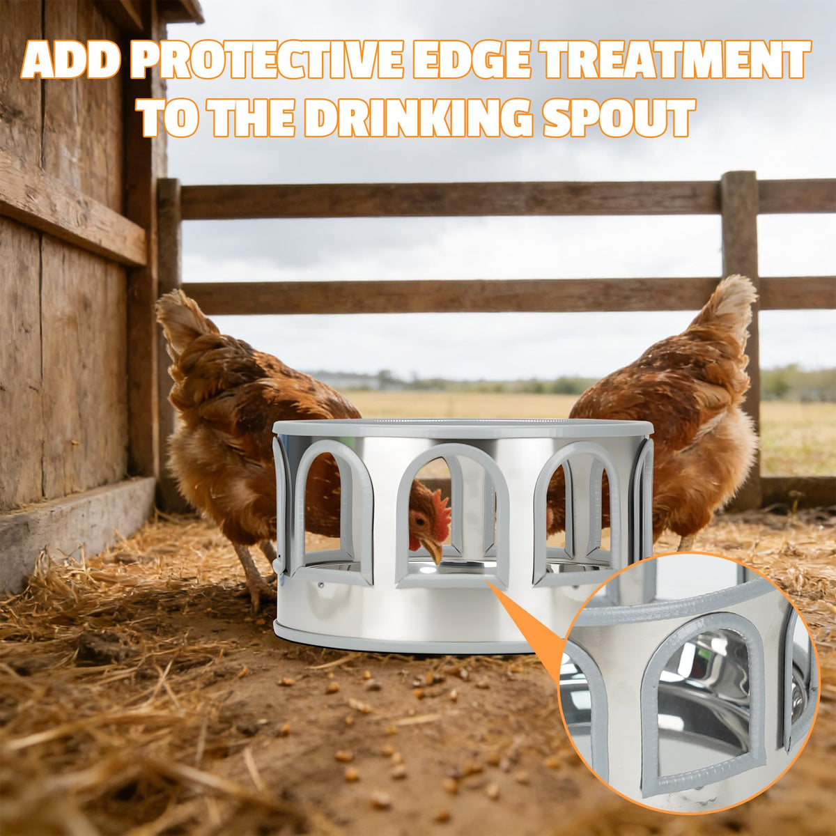 5 Gallon Stainless Steel Poultry Waterer Base with 9 Guarded Drinking Ports K9490