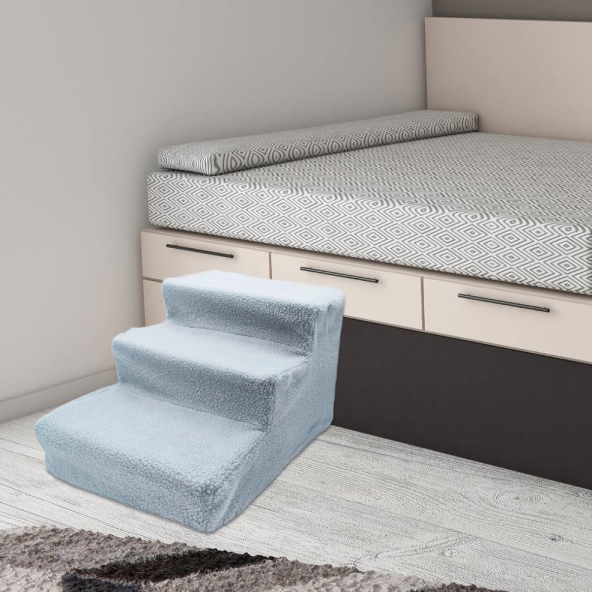 Gray Plush Non-Slip Pet Stairs A202709