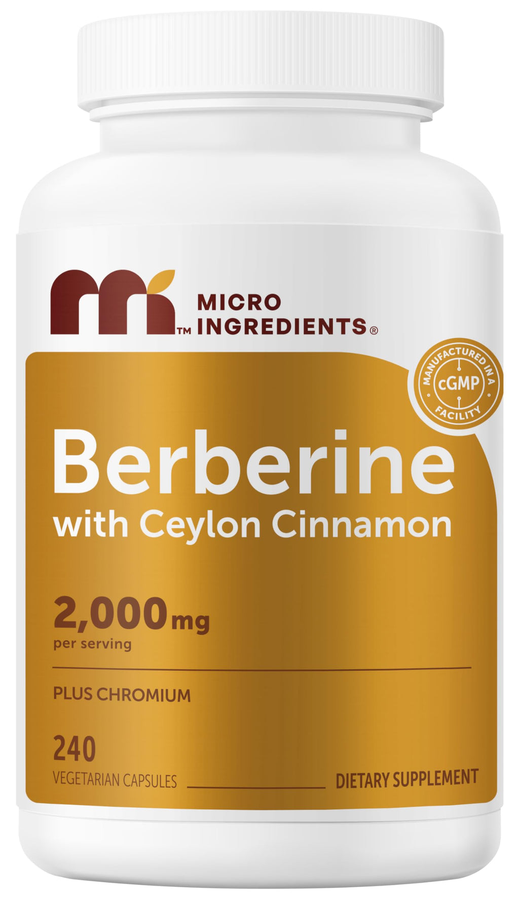 Berberine with Ceylon Cinnamon 2,000 mg 240 Vegetarian Capsules U582
