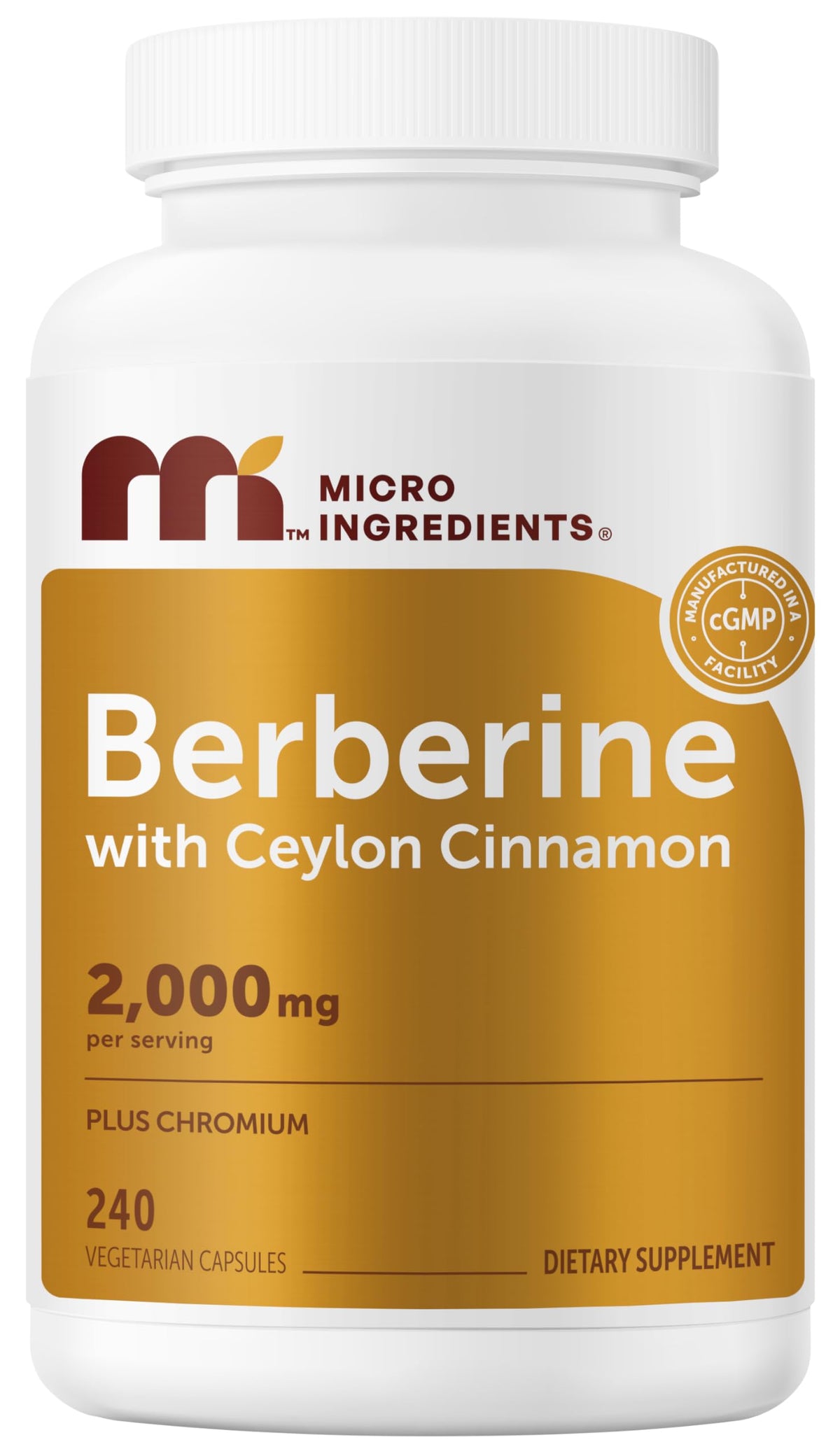Berberine with Ceylon Cinnamon 2,000 mg 240 Vegetarian Capsules U582