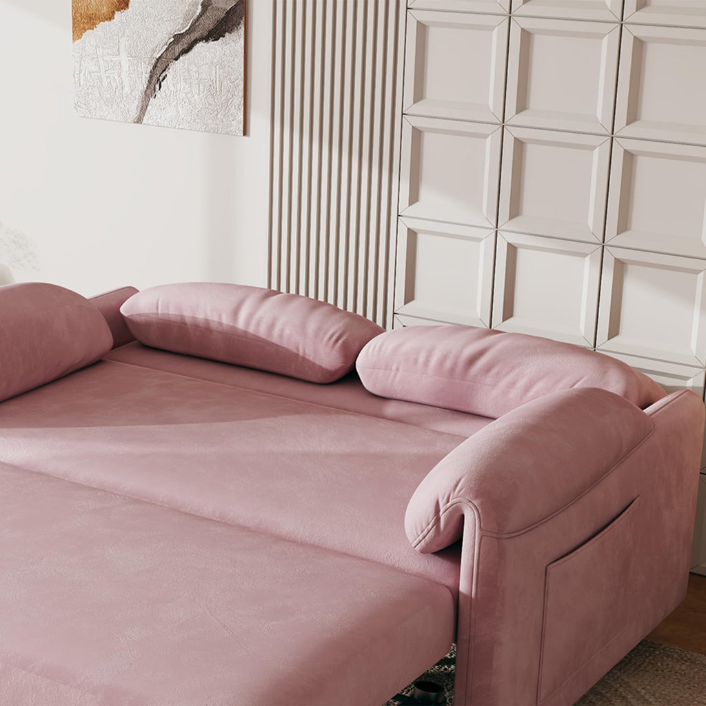 Pink Velvet 3 in 1 Convertible Sofa Bed T2205