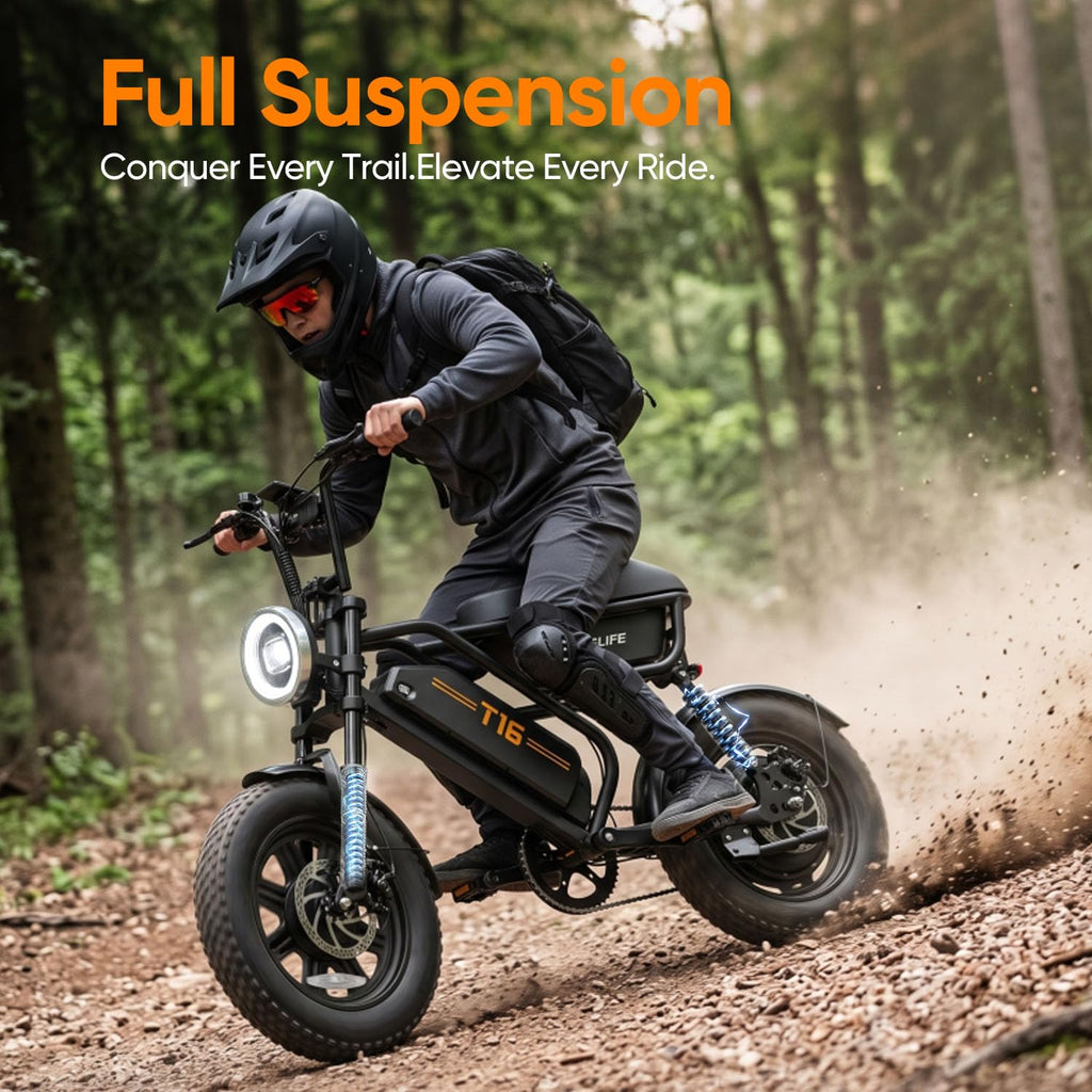 1000W Peak Electric Bike with 48V 13AH Battery, 16" Fat Tire I583