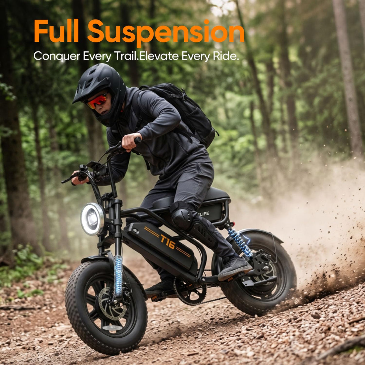 1000W Peak Electric Bike with 48V 13AH Battery, 16" Fat Tire I583