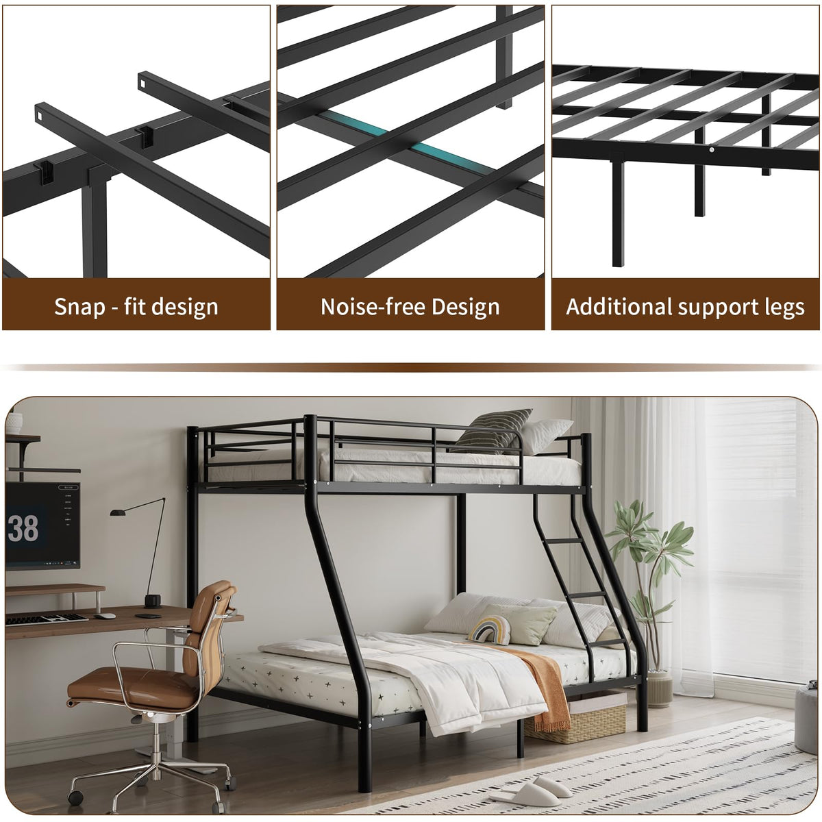 Twin Over Full Size Metal Bunk Beds M370