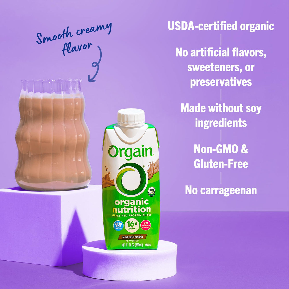 Organic Grass Fed Protein Shake, Café Mocha, 11oz, 12pk S843131