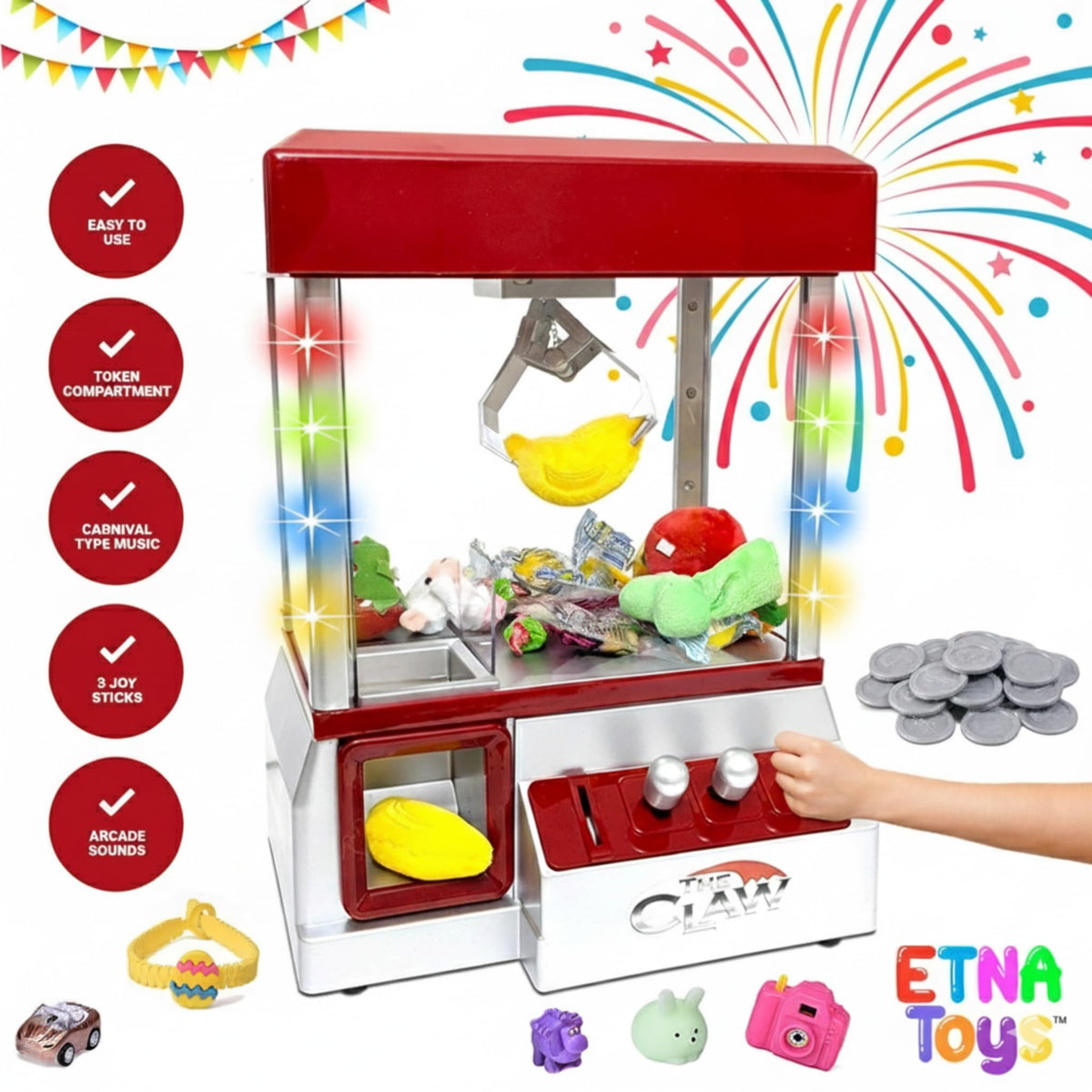 Electronic Arcade Claw Machine with LED Lights and Sound E473