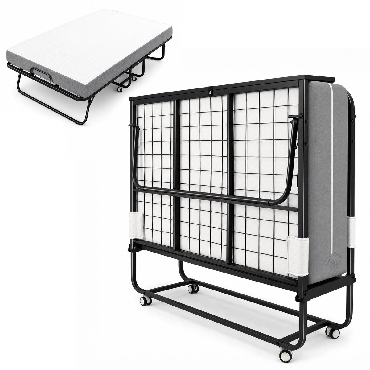 Folding Bed with Mattress Extra Wide Guest Bed M698619