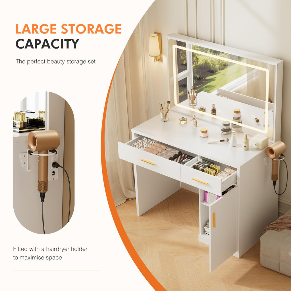 Makeup Vanity Desk with LED Mirror G303176