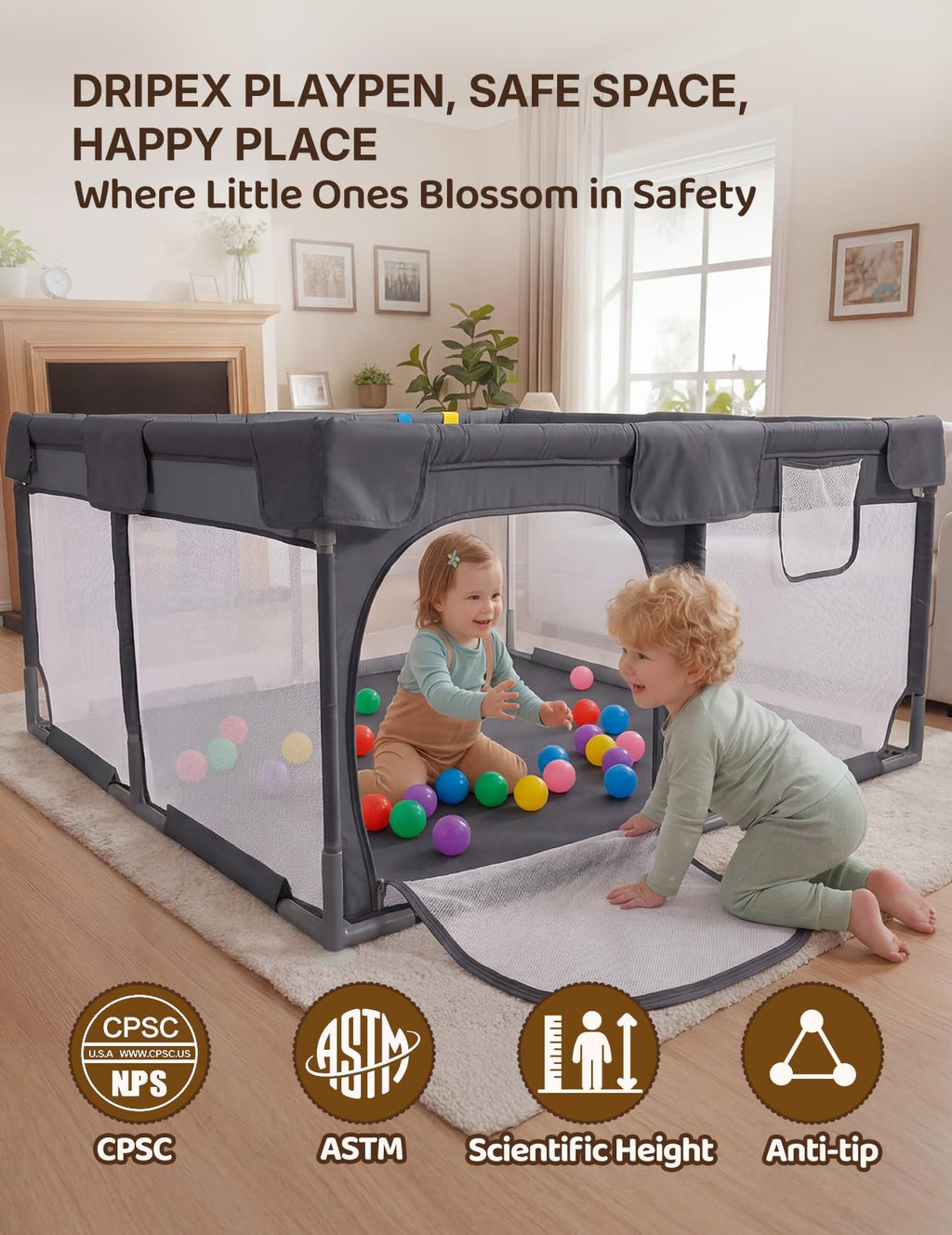 Dark Gray Baby Playpen A11139