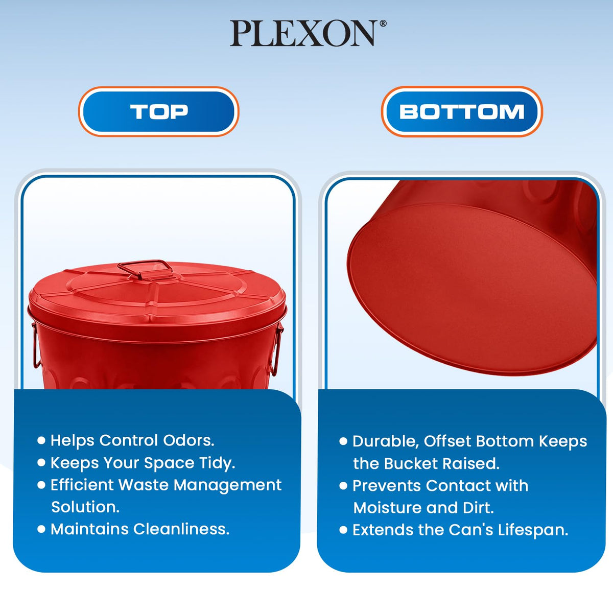 20 Gallon Red Metal Trash Can with Lid T732169