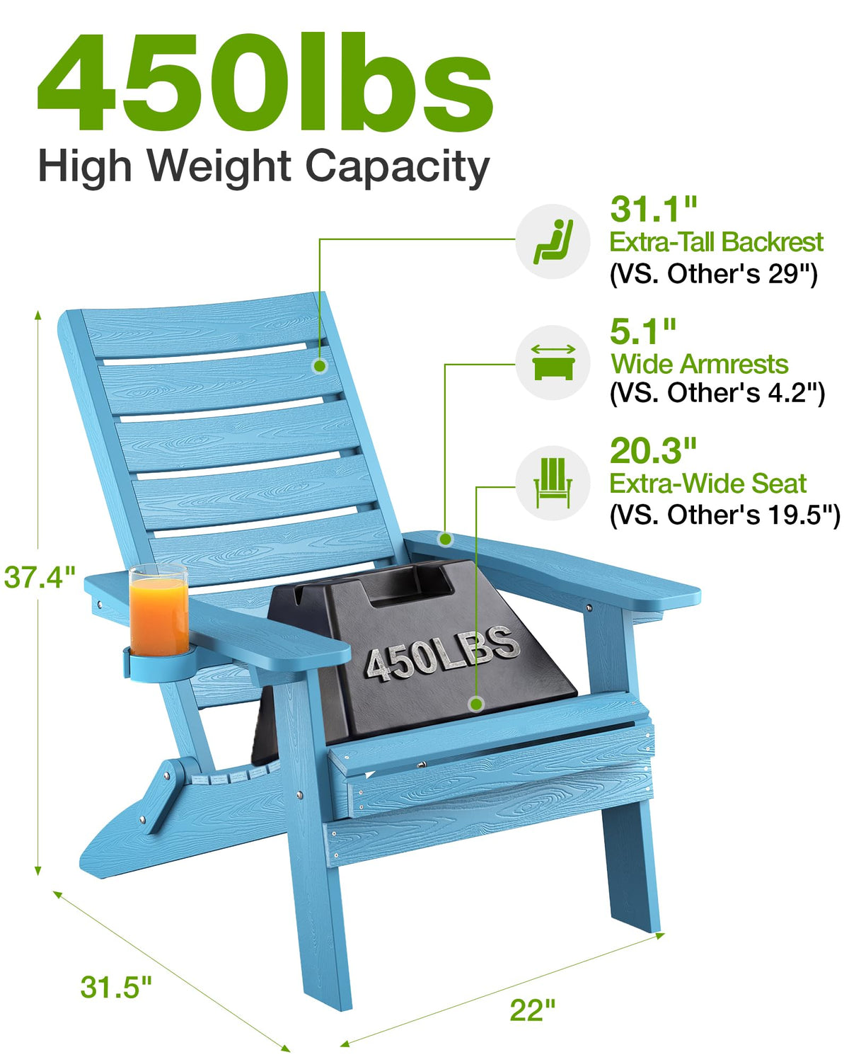 Blue Adirondack Chair Set of 2 R814532