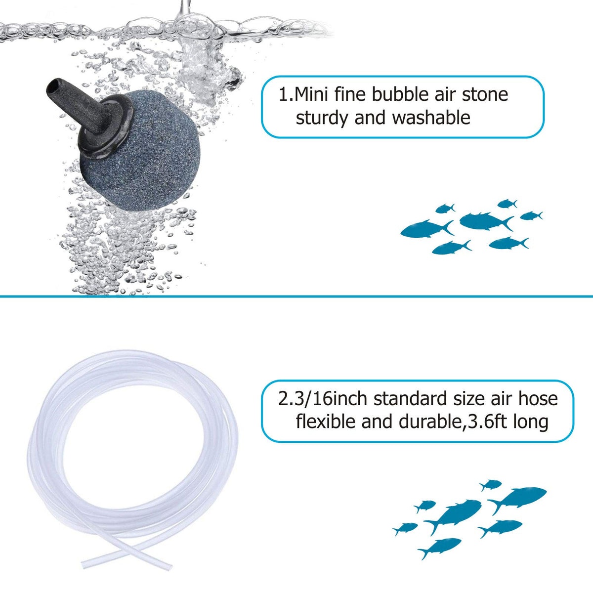 1.5W Mini Aquarium Air Pump with Air Tubing and Air Stone U58657
