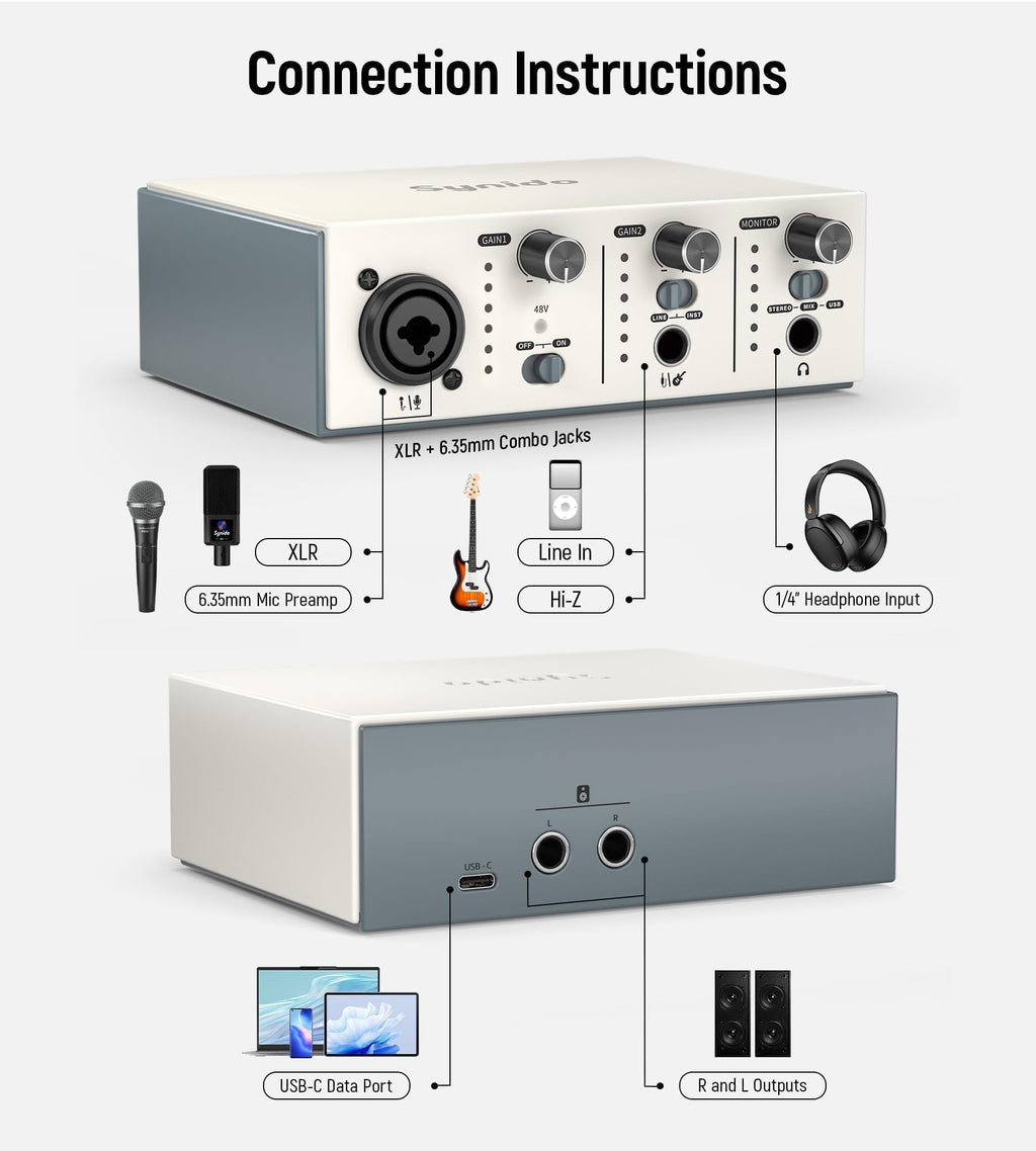 USB C Audio Interface Silver H215