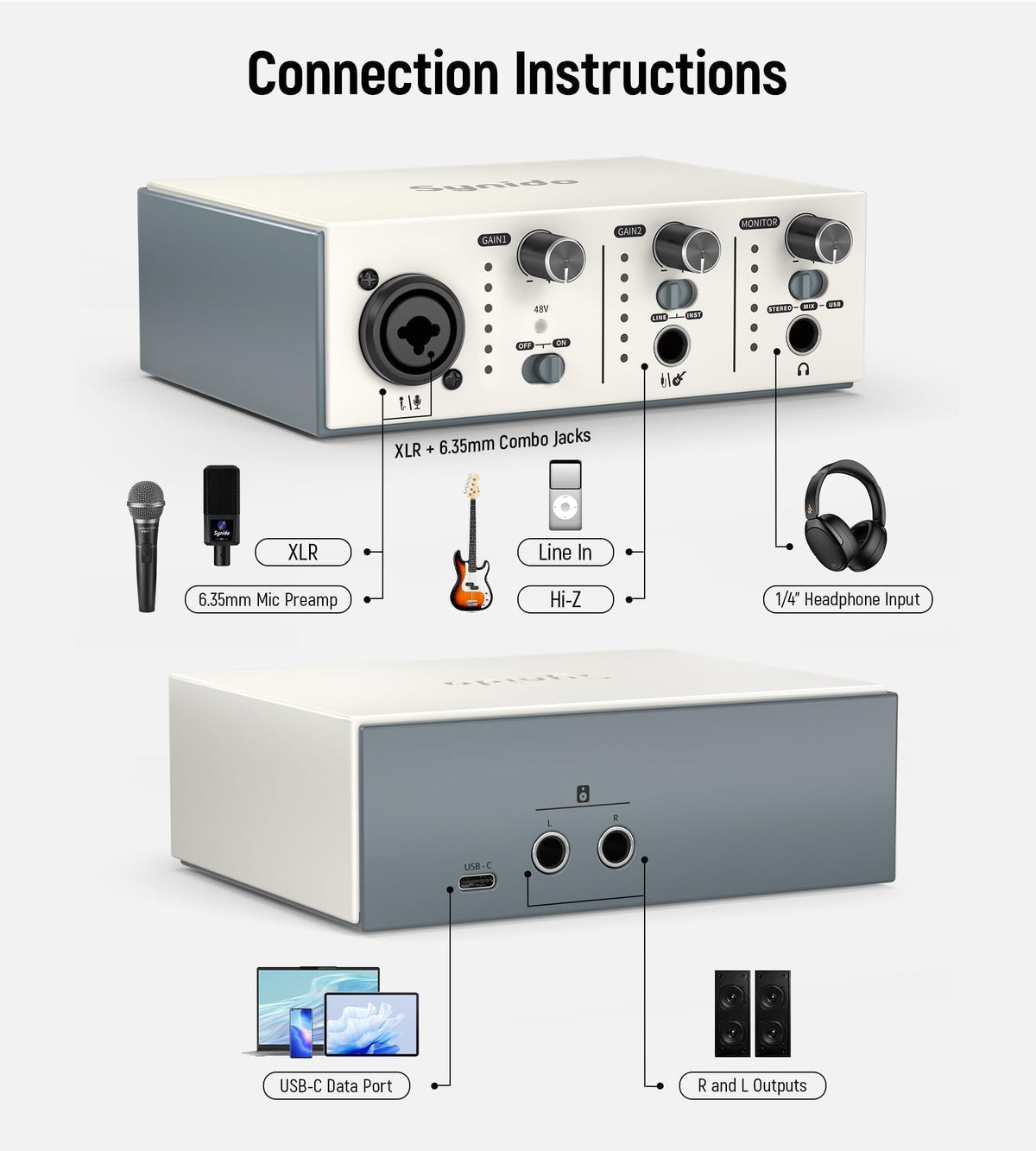 USB C Audio Interface Silver H215