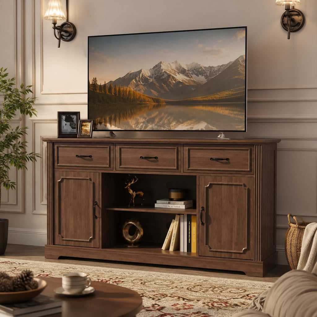 Mid Century Wood TV Stand with 3 Drawers R94045