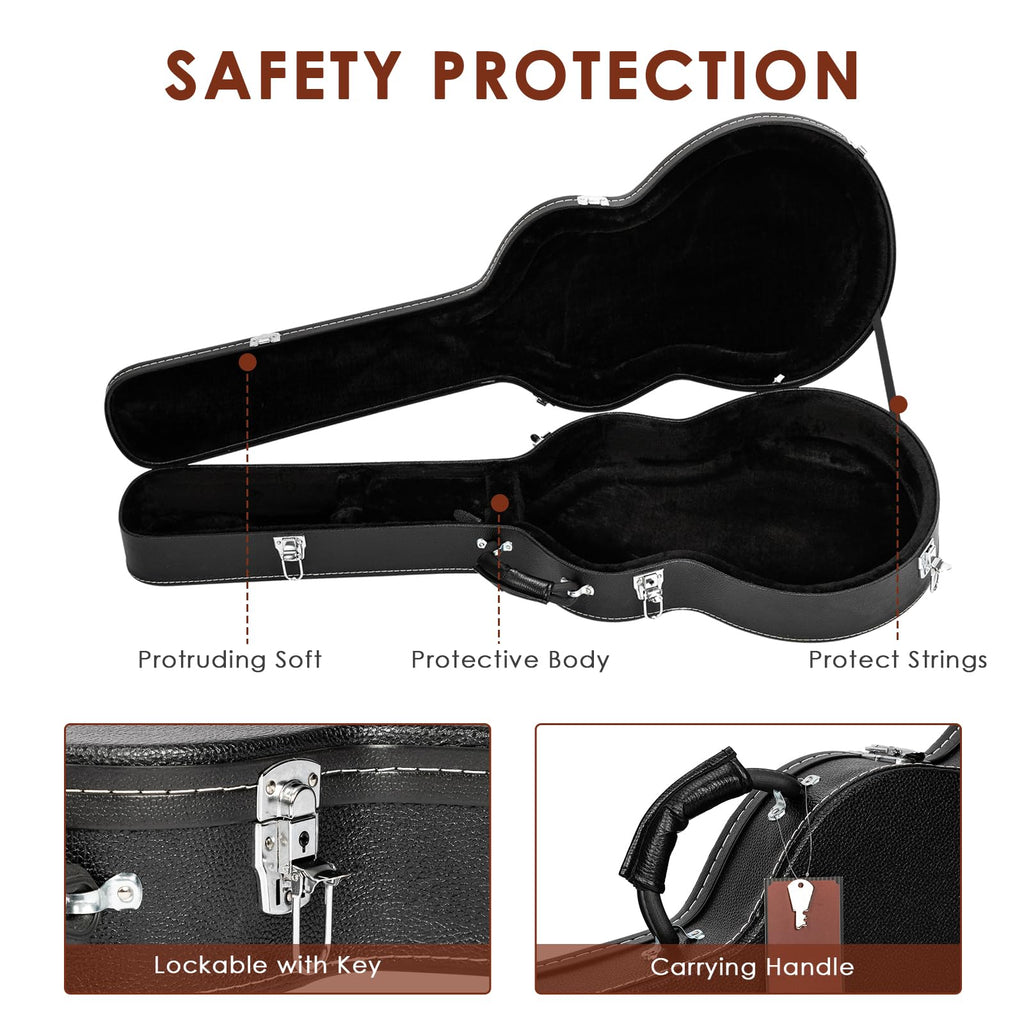 42-Inch Hard Electric Guitar Case with Lock Latch, Black R158097