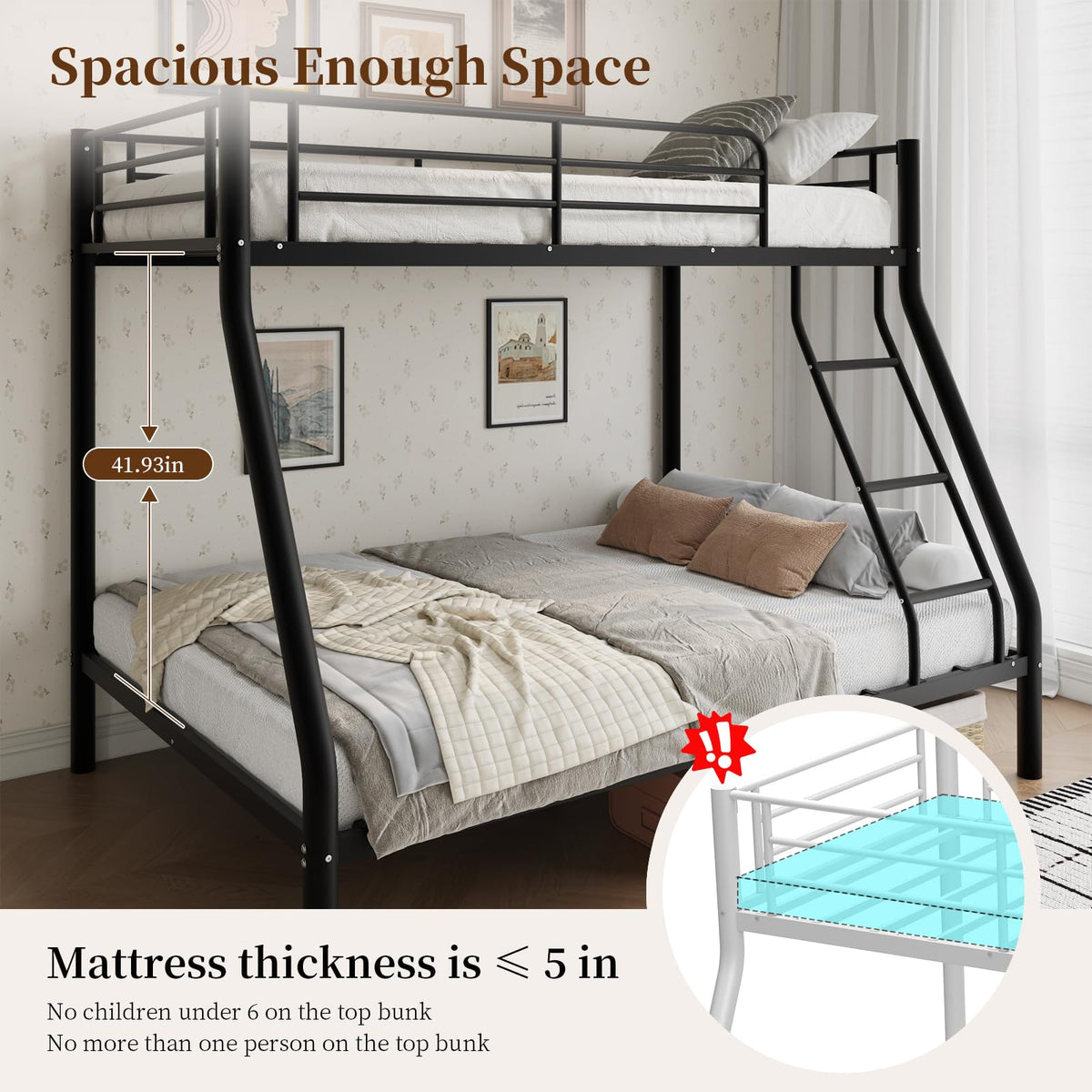 Twin Over Full Size Metal Bunk Beds M370