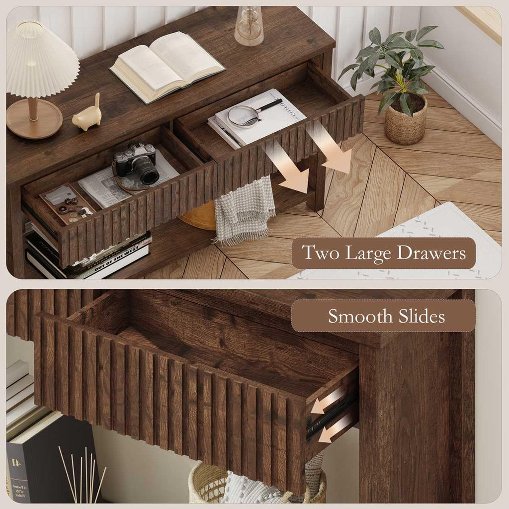 Rustic Oak Console Table with 2 Drawers R77679