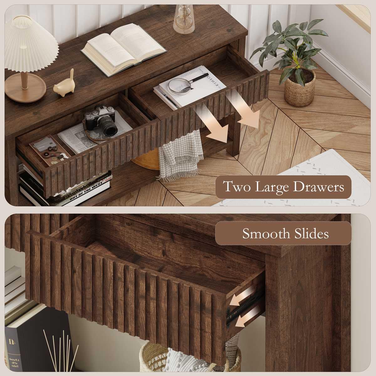 Rustic Oak Console Table with 2 Drawers R77679