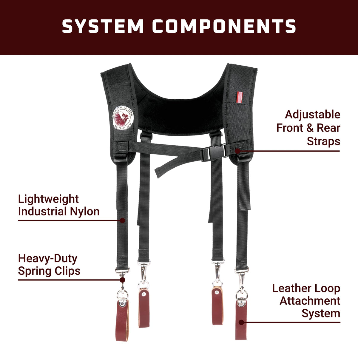 Leather Suspenders with Pockets H4324