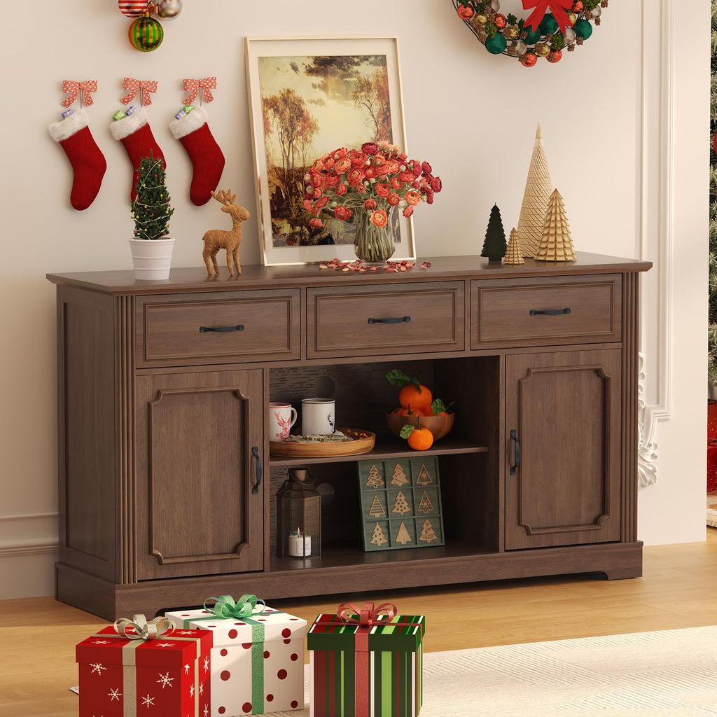 Mid Century Wood TV Stand with 3 Drawers R94045
