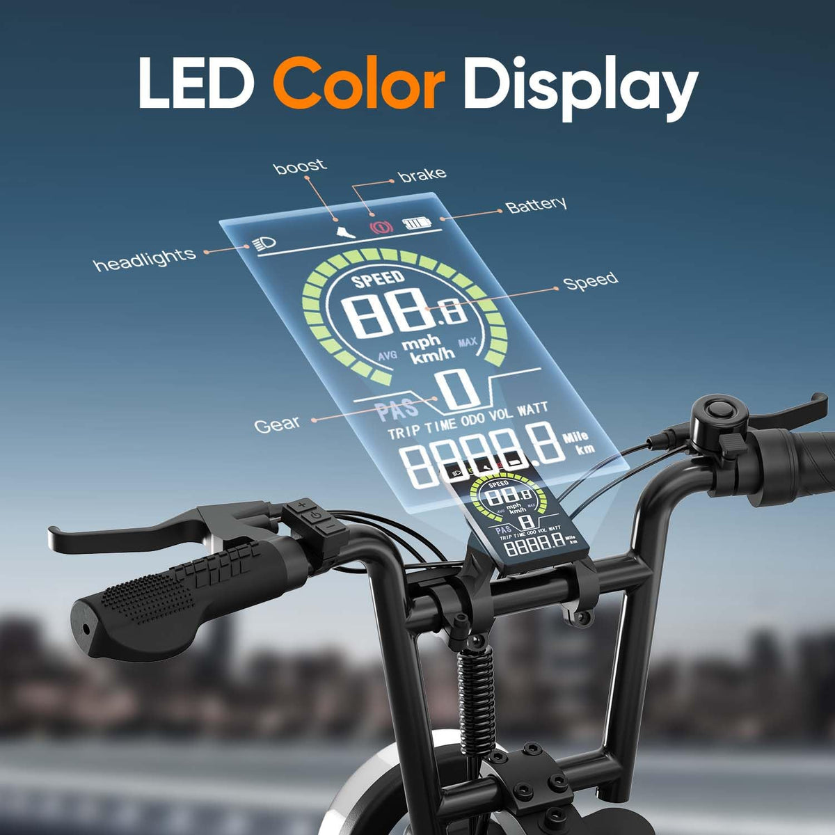 1000W Peak Electric Bike with 48V 13AH Battery, 16" Fat Tire I583
