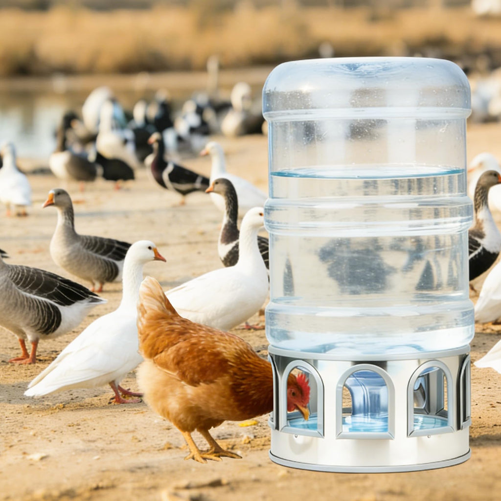 5 Gallon Stainless Steel Poultry Waterer Base with 9 Guarded Drinking Ports K9490