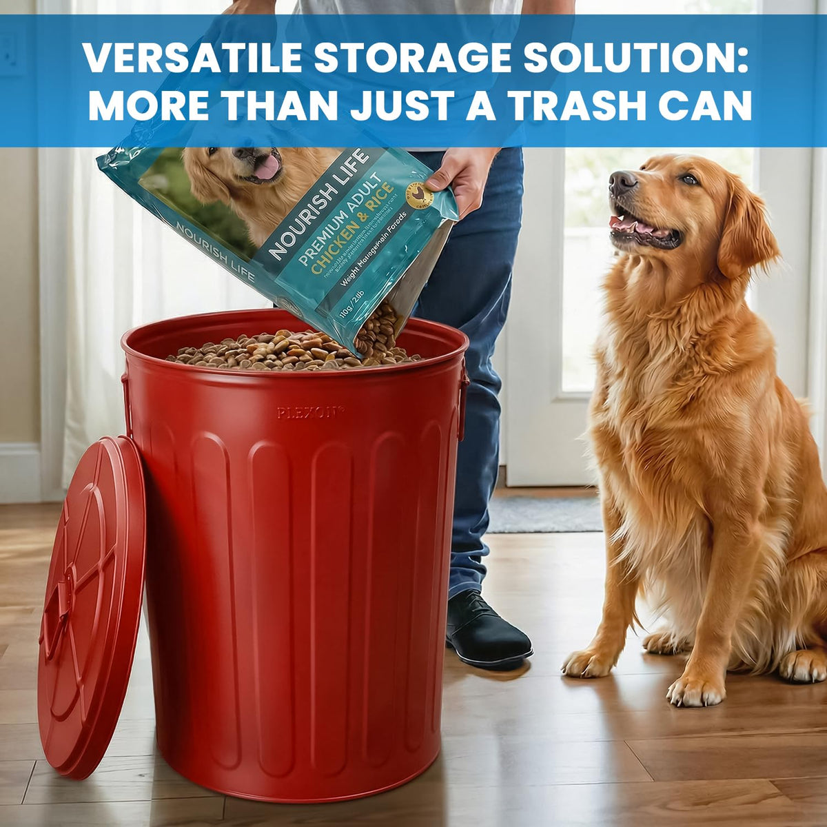 20 Gallon Red Metal Trash Can with Lid T732169