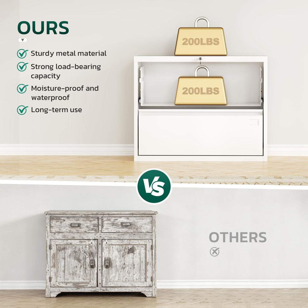 White 2 Drawer Metal File Cabinet with Lock W926