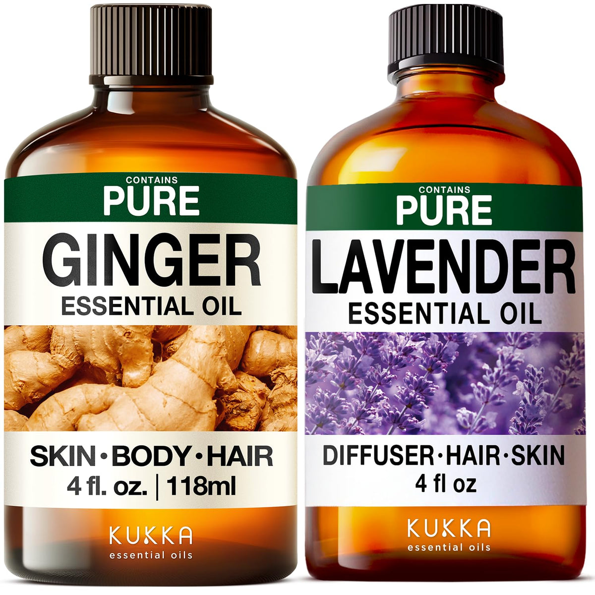 Ginger Hair Oil & Lavender Diffuser Essential Oil Set 2x4 fl oz V974