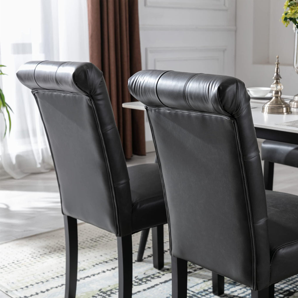 Black Set of 4 PU Leather Tufted Dining Chairs L904