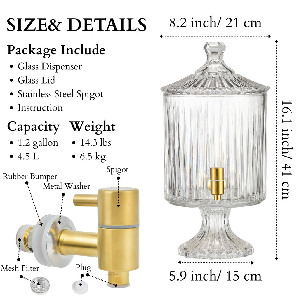 1.2 Gallon Clear Glass Drink Dispenser with Spigot X489