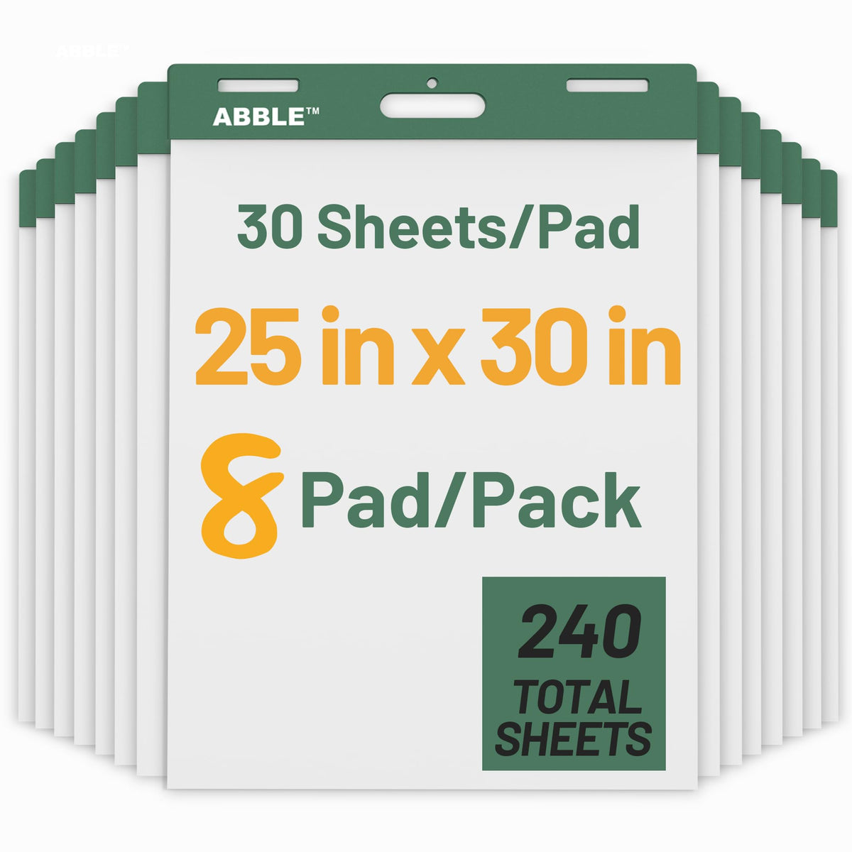 Super Sticky Easel Pad, 25 x 30 Inches, 30 Sheets/Pad, 8 Pads/Pack, Green G728