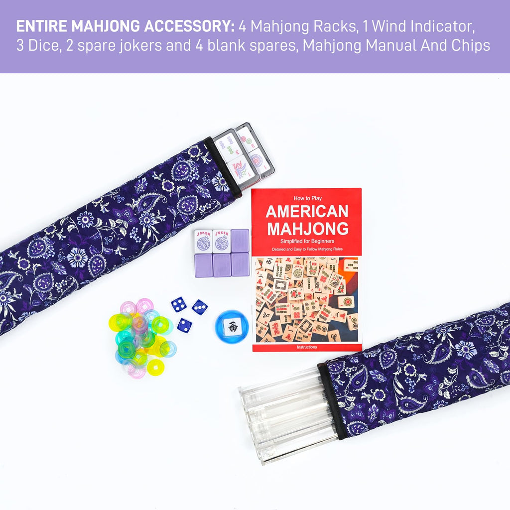 Purple 166 Tile Mahjong Set with Racks and Bag J513810