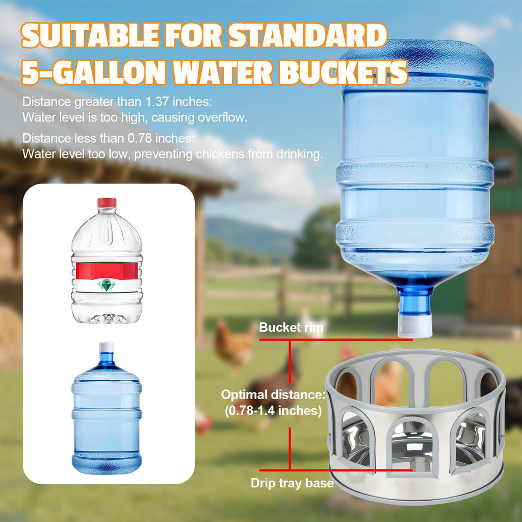 5 Gallon Stainless Steel Poultry Waterer Base with 9 Guarded Drinking Ports K9490