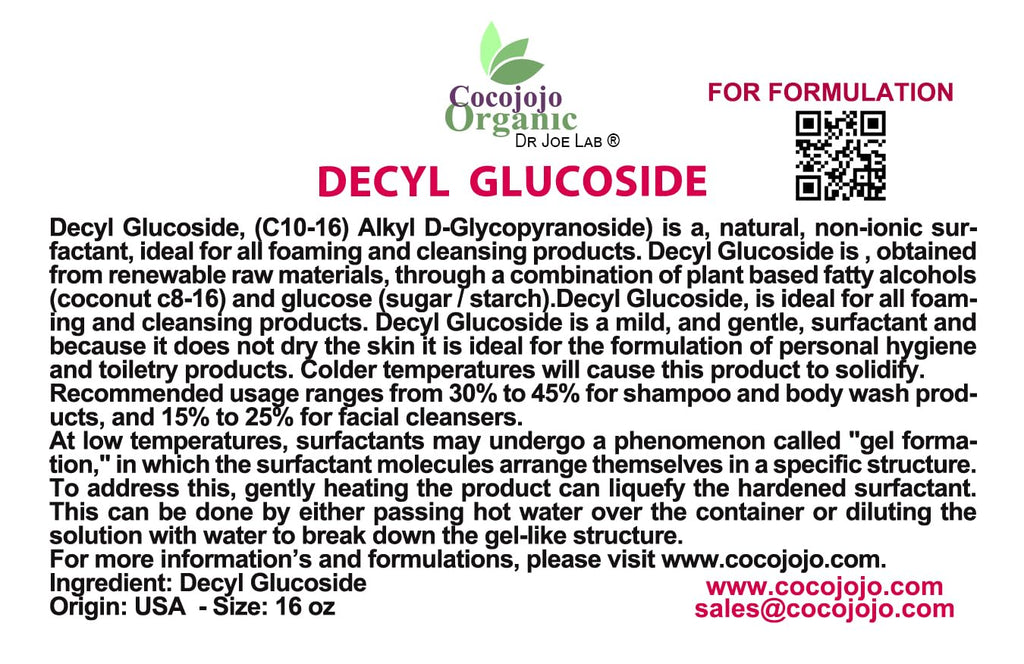 Decyl Glucoside Natural Surfactant 16 Oz P76553