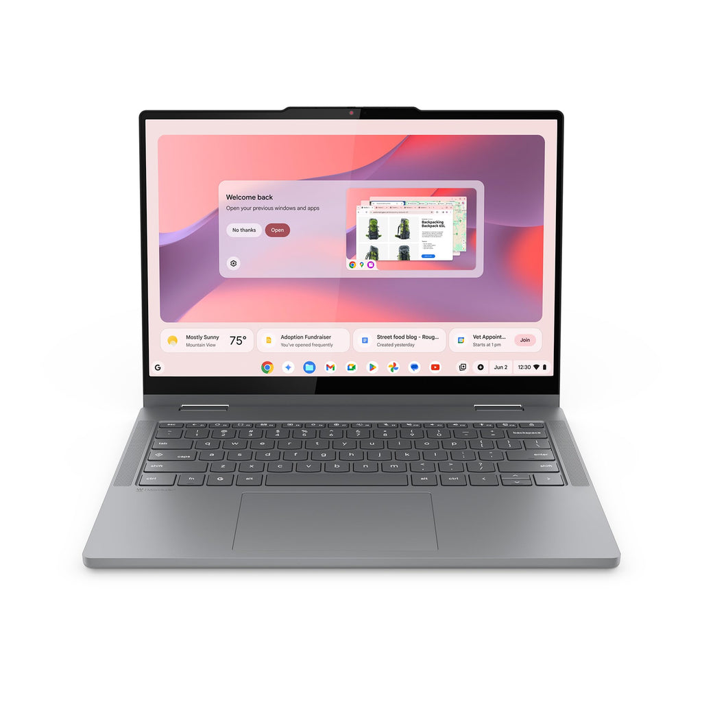 2-in-1 Lightweight Laptop 14" WUXGA IPS Touchscreen 4GB RAM 128GB UFS Luna Grey E6362
